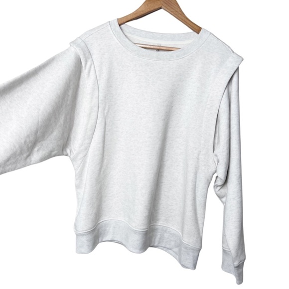 MTA Sport Light Heather Grey Basic Crew Neck Lounge Neutral Pullover Sweatshirt - Picture 6 of 16